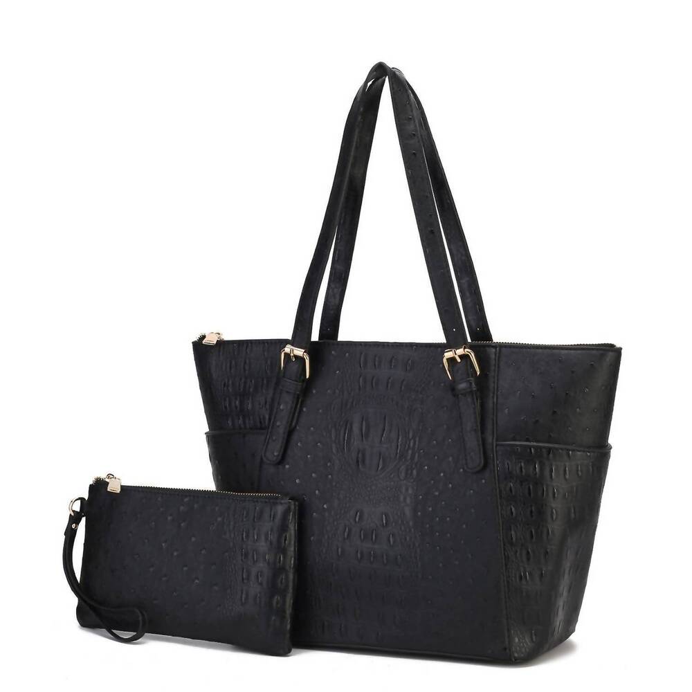 NEW MKF COLLECTION tessa vegan leather tote bag in black